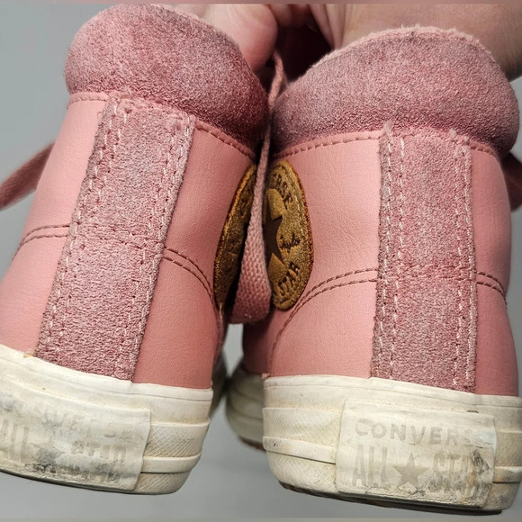 Converse All Star Chuck Taylor Hi Tops Pink Leathe Juniors Size 13 - Picture 8 of 12